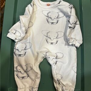 Elephant Print White Bodysuit